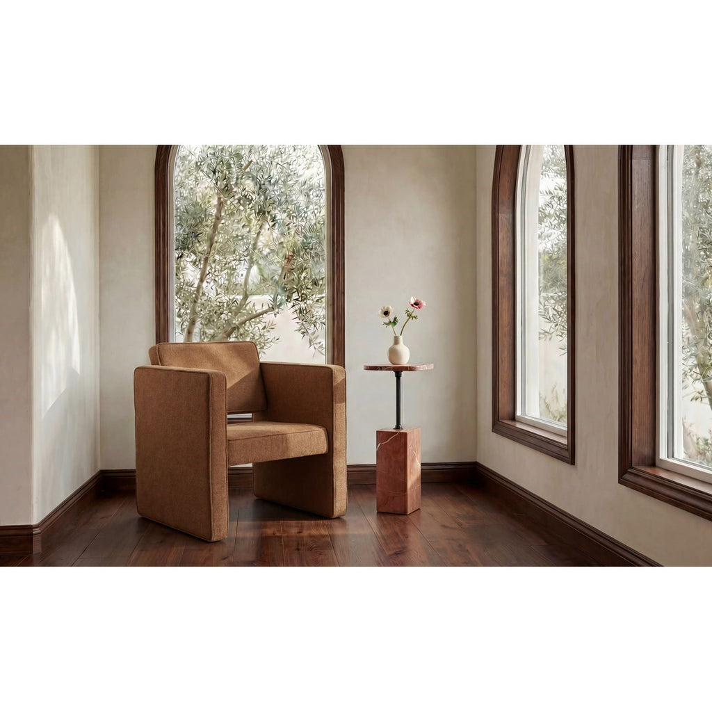 Fauteuil d'appoint moderne en cuir et tissu avec cadre en bois pour salon