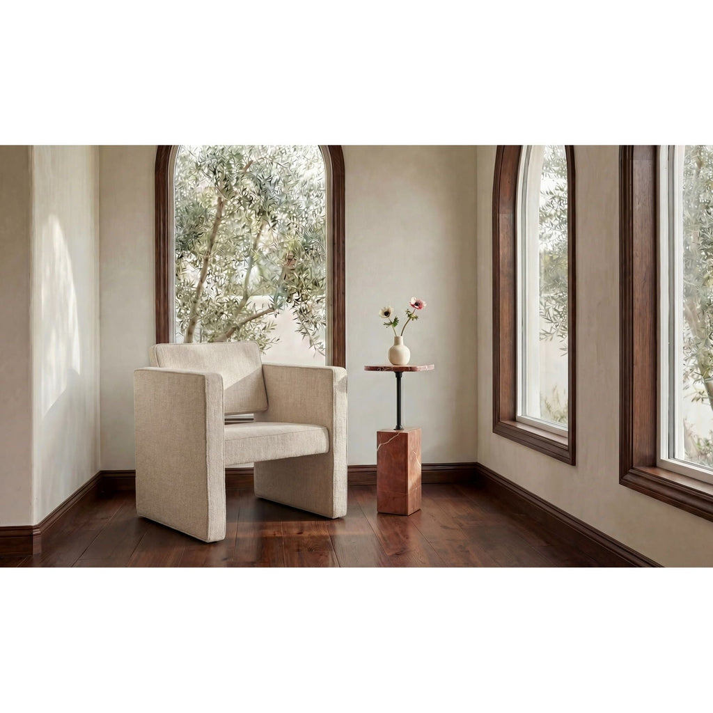 Fauteuil d'appoint moderne en cuir et tissu avec cadre en bois pour salon