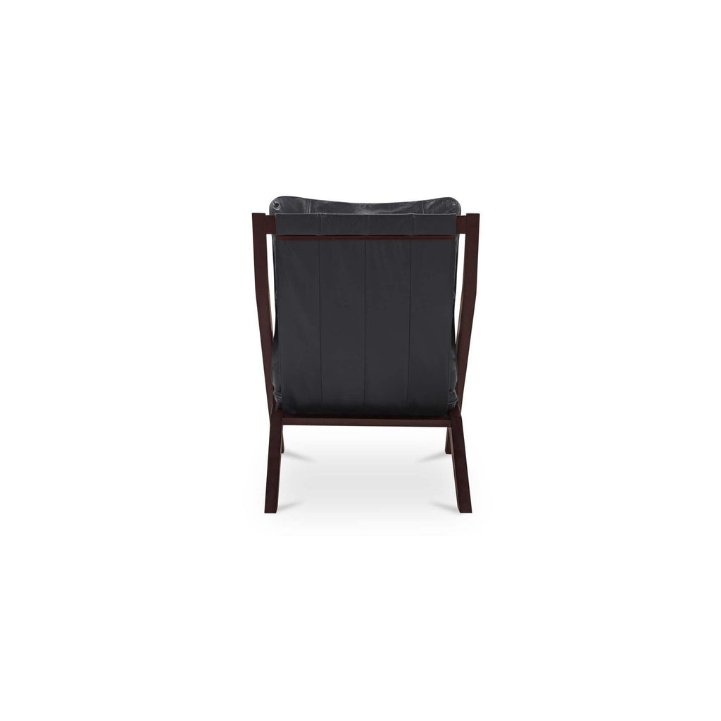 Fauteuil d'appoint en cuir et bois de style Mid-Century avec structure en bois massif pour salon