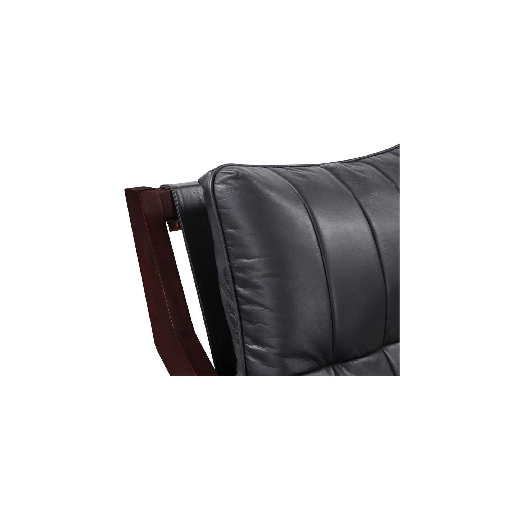 Fauteuil d'appoint en cuir et bois de style Mid-Century avec structure en bois massif pour salon