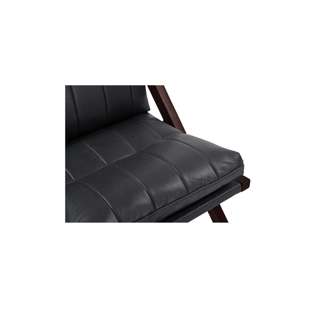 Fauteuil d'appoint en cuir et bois de style Mid-Century avec structure en bois massif pour salon