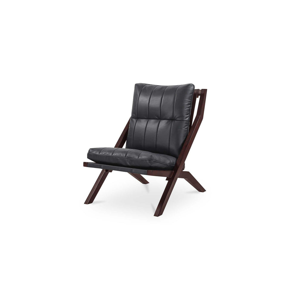 Fauteuil d'appoint en cuir et bois de style Mid-Century avec structure en bois massif pour salon