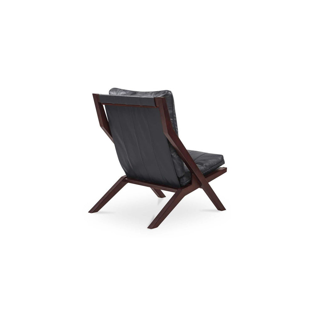 Fauteuil d'appoint en cuir et bois de style Mid-Century avec structure en bois massif pour salon