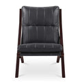 Fauteuil d'appoint en cuir et bois de style Mid-Century avec structure en bois massif pour salon