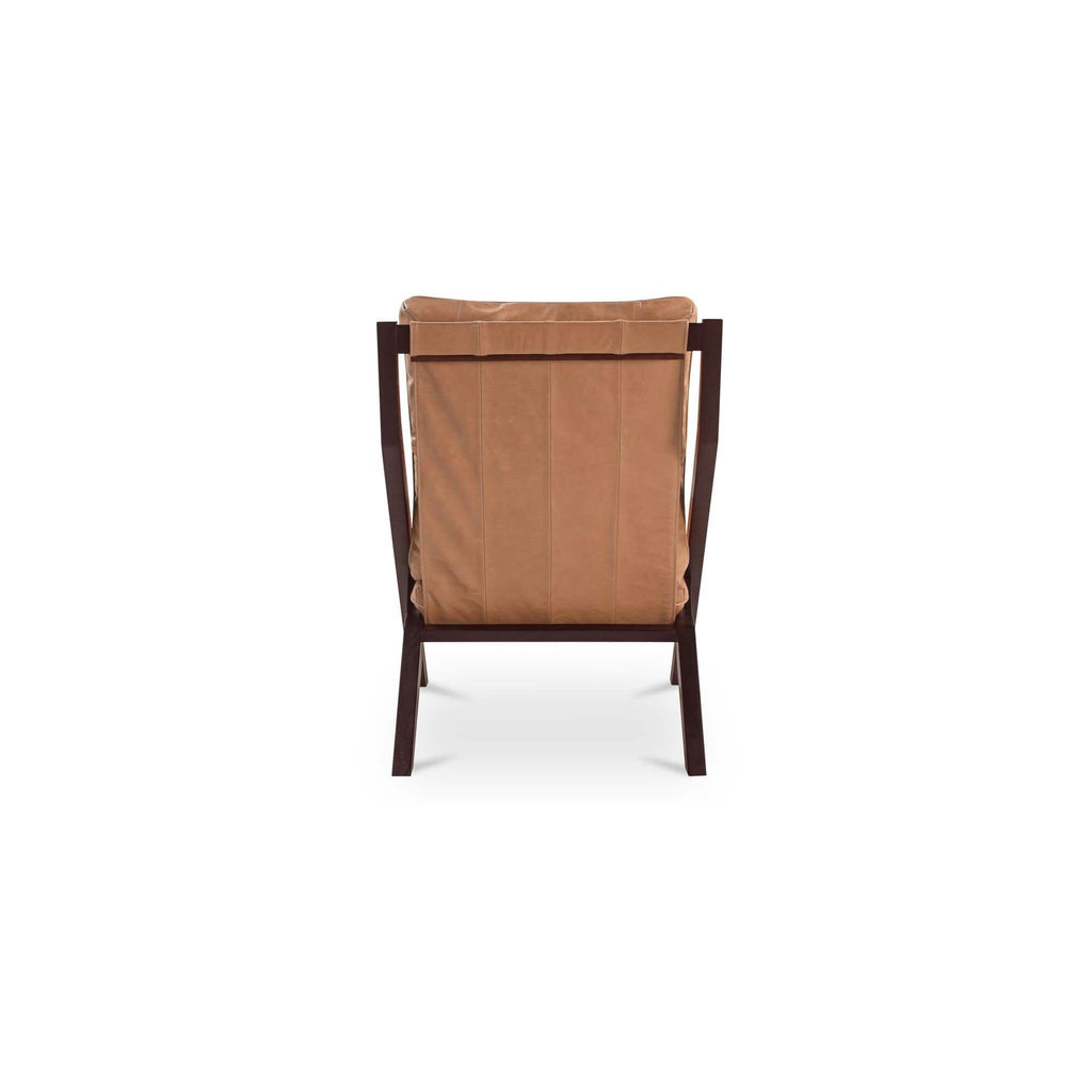 Fauteuil d'appoint en cuir et bois de style Mid-Century avec structure en bois massif pour salon