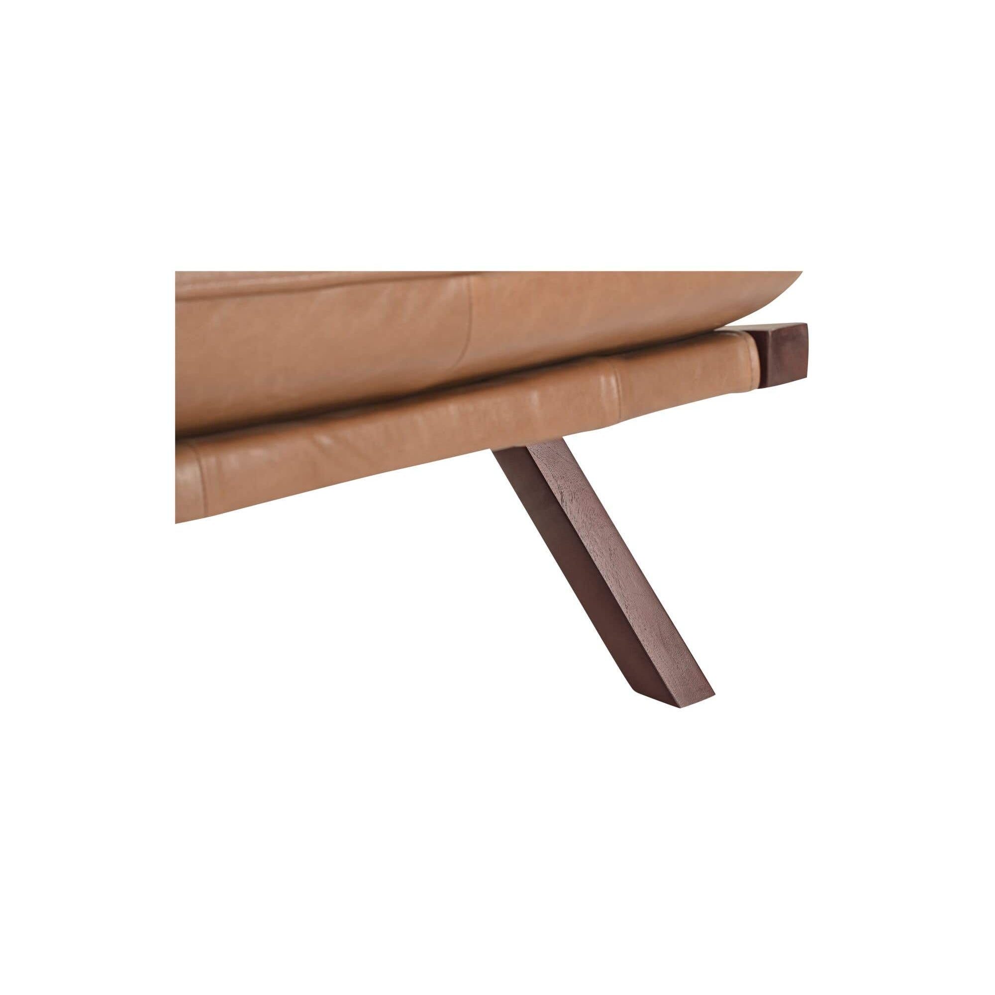 Fauteuil d'appoint en cuir et bois de style Mid-Century avec structure en bois massif pour salon