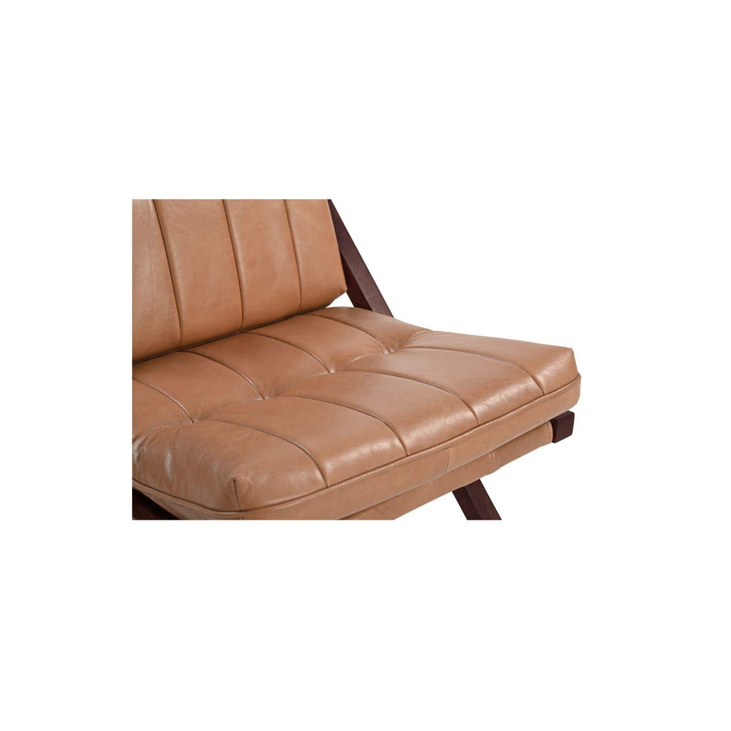 Fauteuil d'appoint en cuir et bois de style Mid-Century avec structure en bois massif pour salon