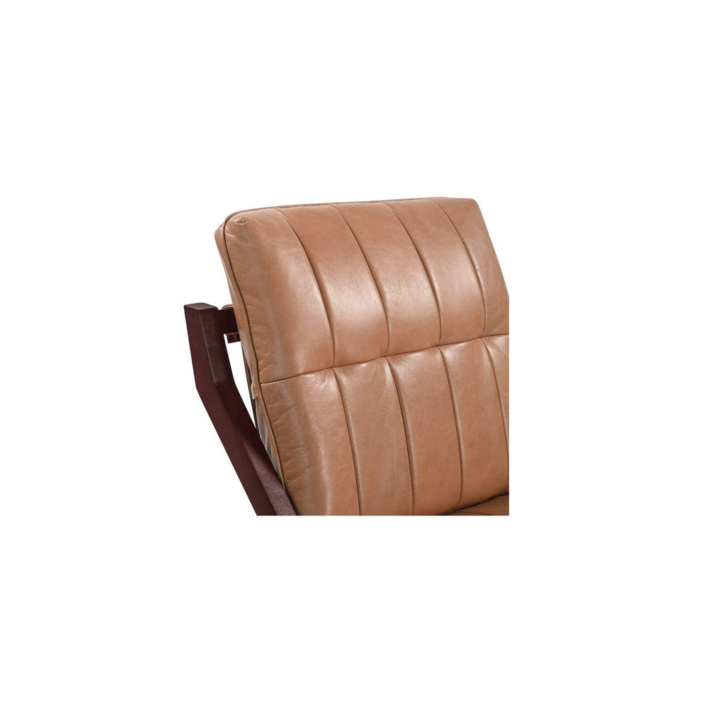 Fauteuil d'appoint en cuir et bois de style Mid-Century avec structure en bois massif pour salon