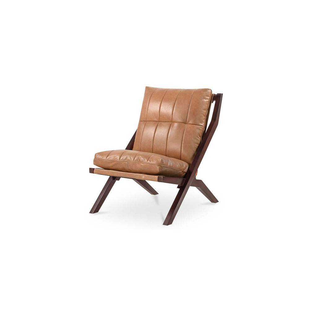 Fauteuil d'appoint en cuir et bois de style Mid-Century avec structure en bois massif pour salon