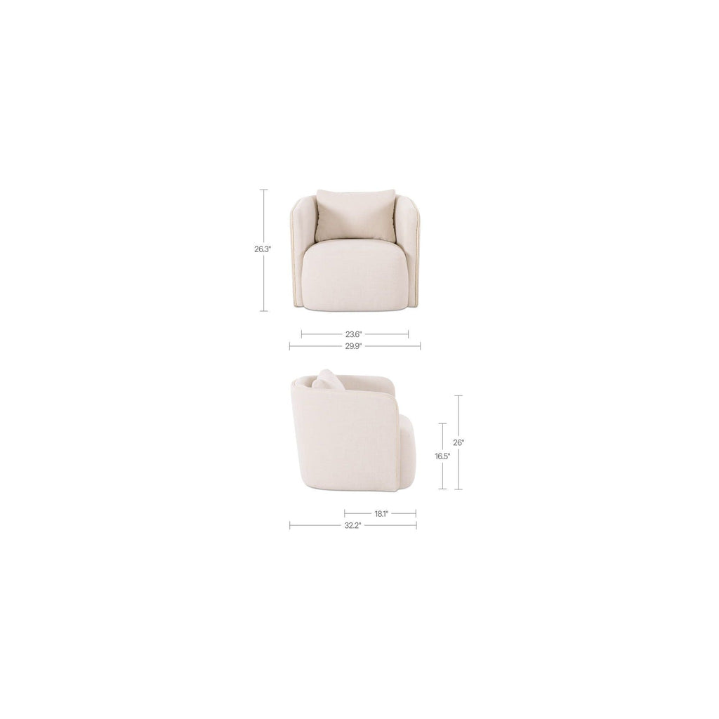 Fauteuil d'appoint pivotant contemporain rembourré avec siège coussiné pour salon
