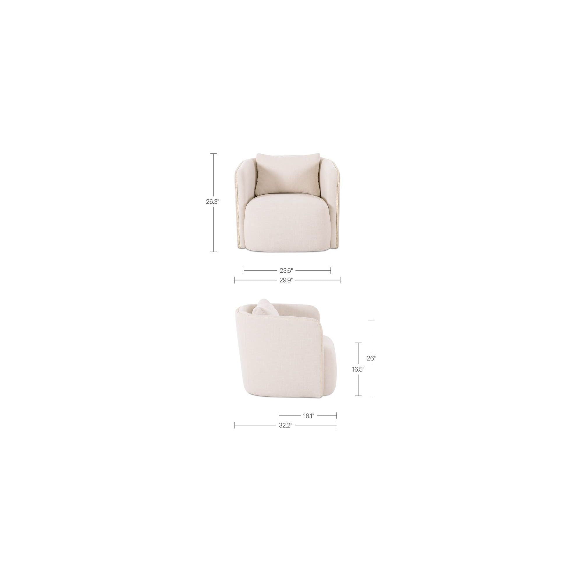 Fauteuil d'appoint pivotant contemporain rembourré avec siège coussiné pour salon