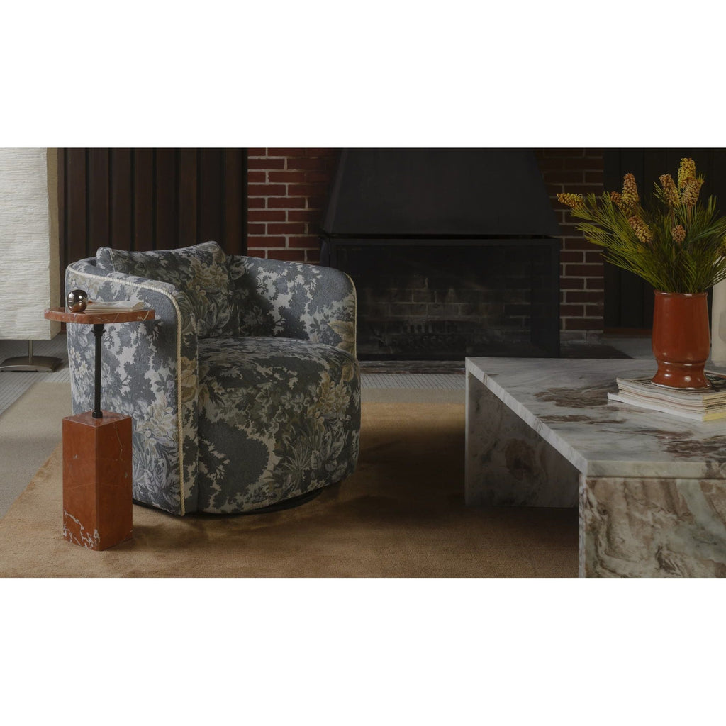 Fauteuil d'appoint pivotant contemporain rembourré avec siège coussiné pour salon