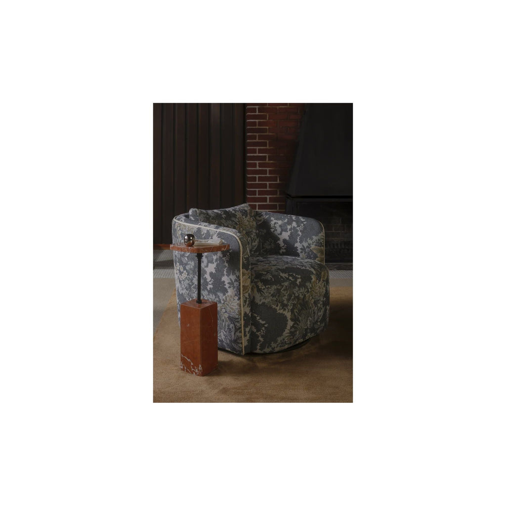 Fauteuil d'appoint pivotant contemporain rembourré avec siège coussiné pour salon