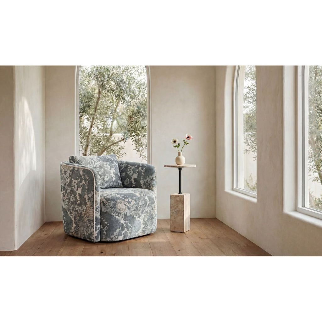 Fauteuil d'appoint pivotant contemporain rembourré avec siège coussiné pour salon