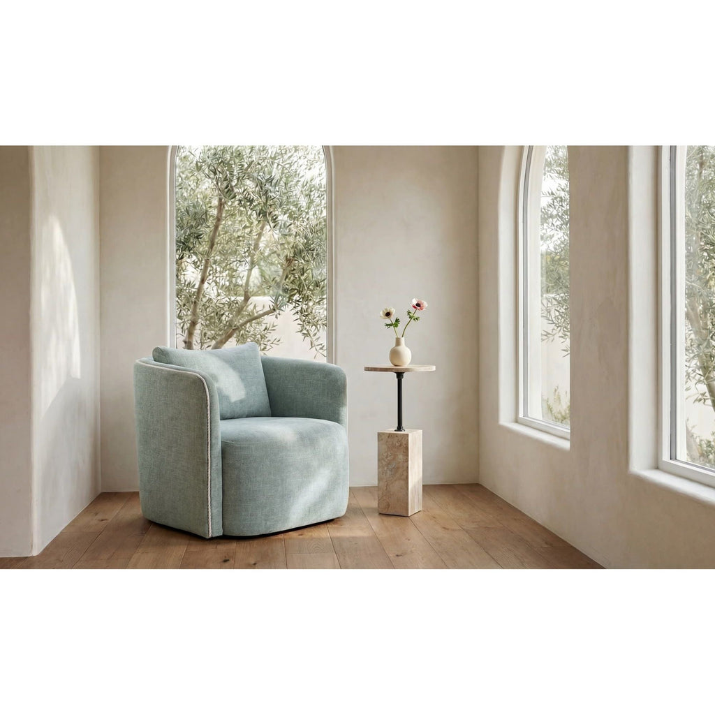 Fauteuil d'appoint pivotant contemporain rembourré avec siège coussiné pour salon