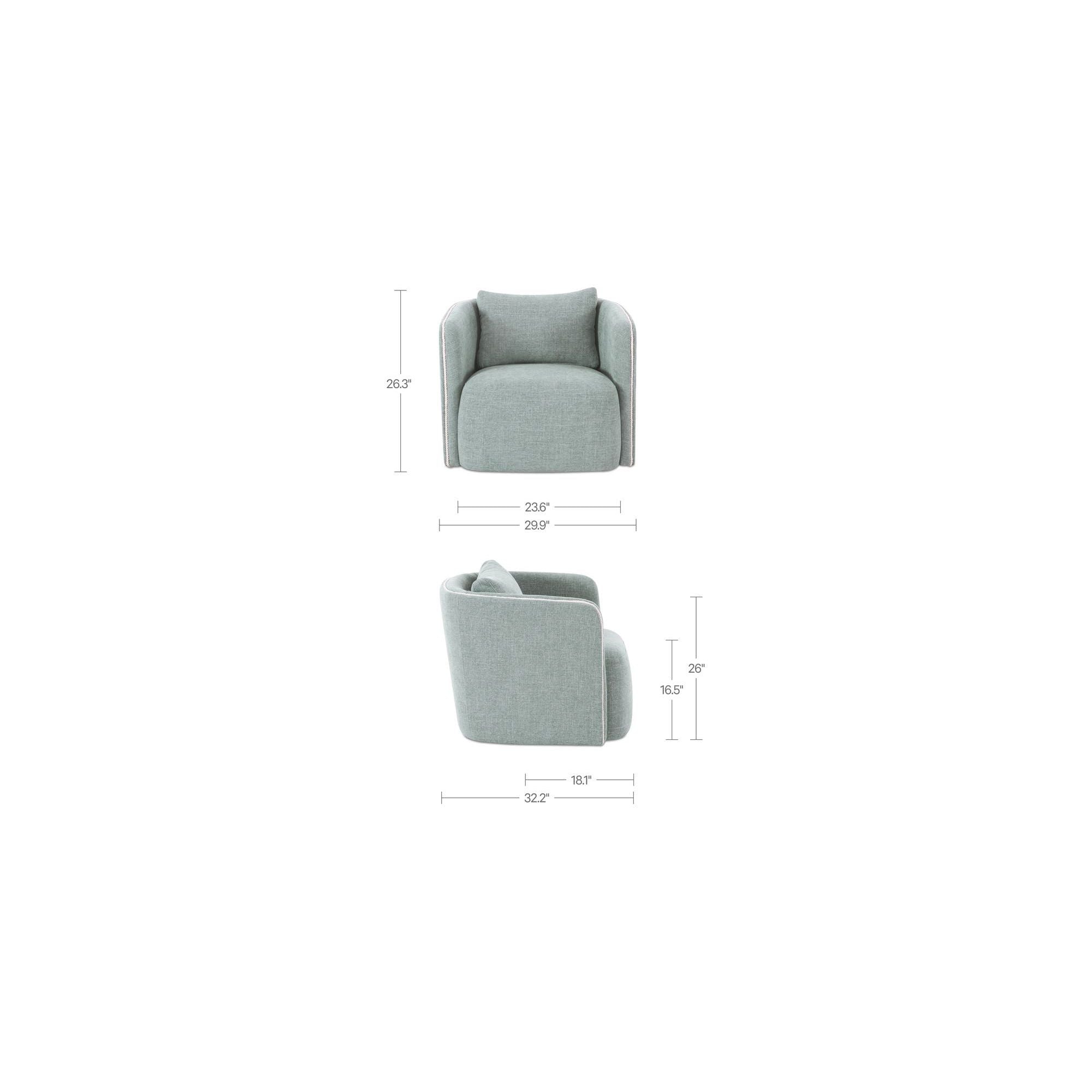 Fauteuil d'appoint pivotant contemporain rembourré avec siège coussiné pour salon