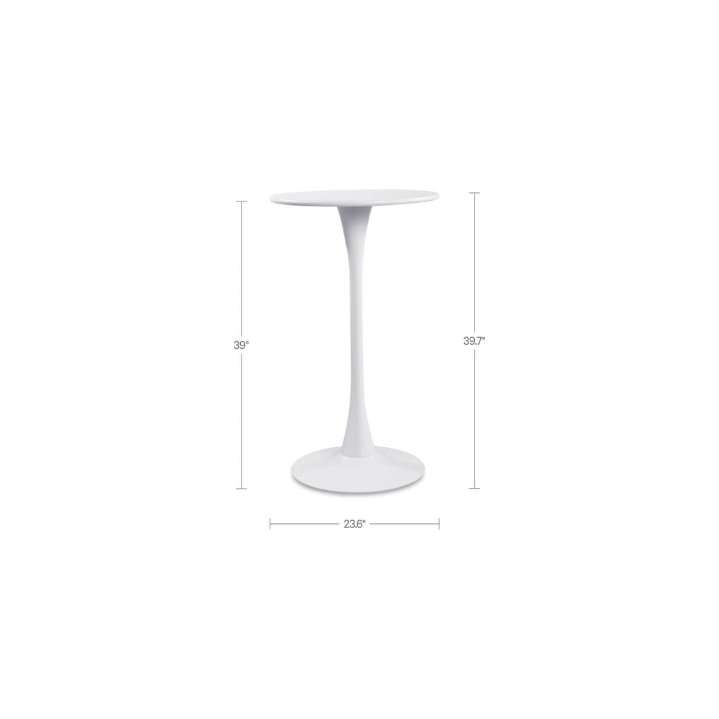 Table de bar d'extérieur moderne en métal blanc avec plateau rond pour patio et jardin