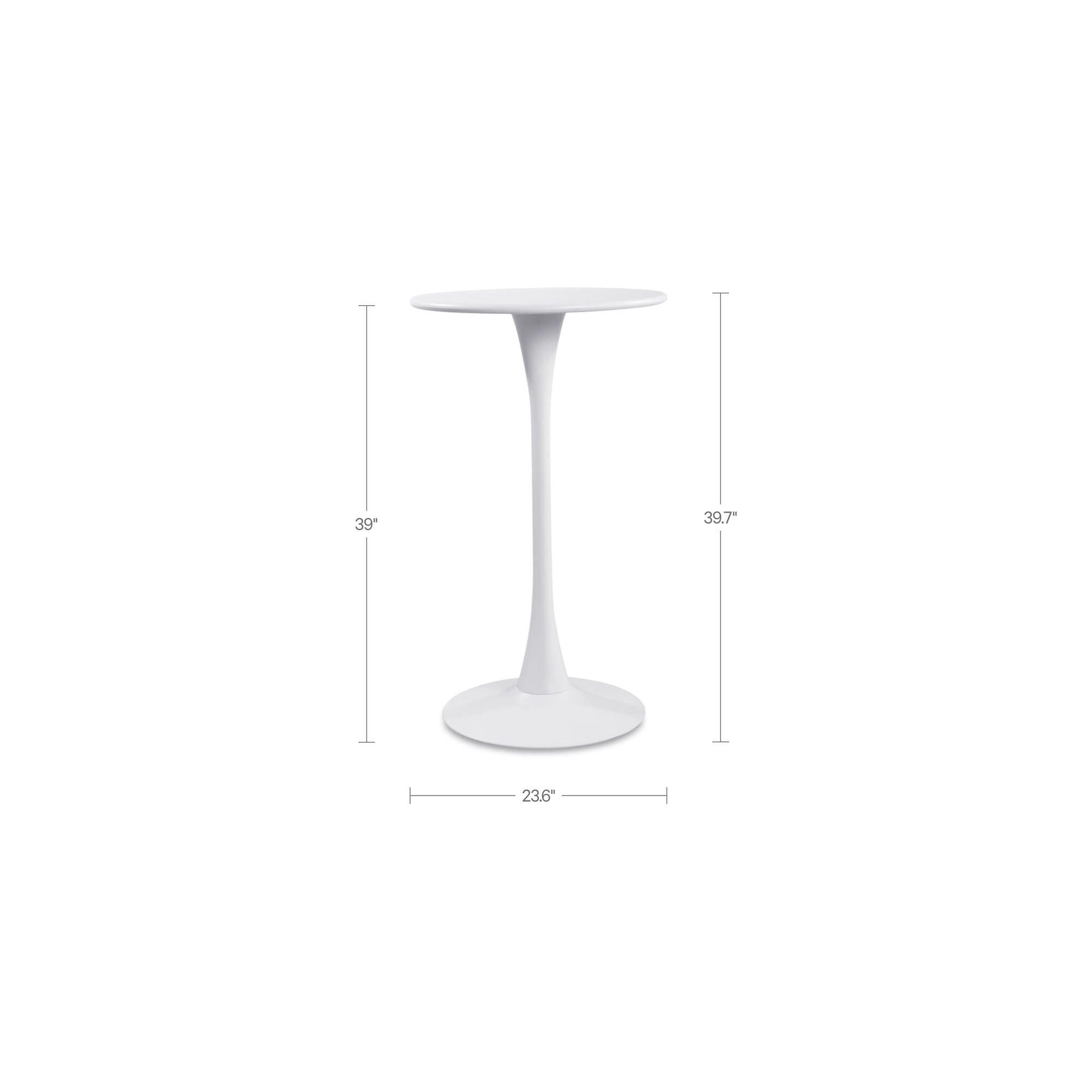 Table de bar d'extérieur moderne en métal blanc avec plateau rond pour patio et jardin