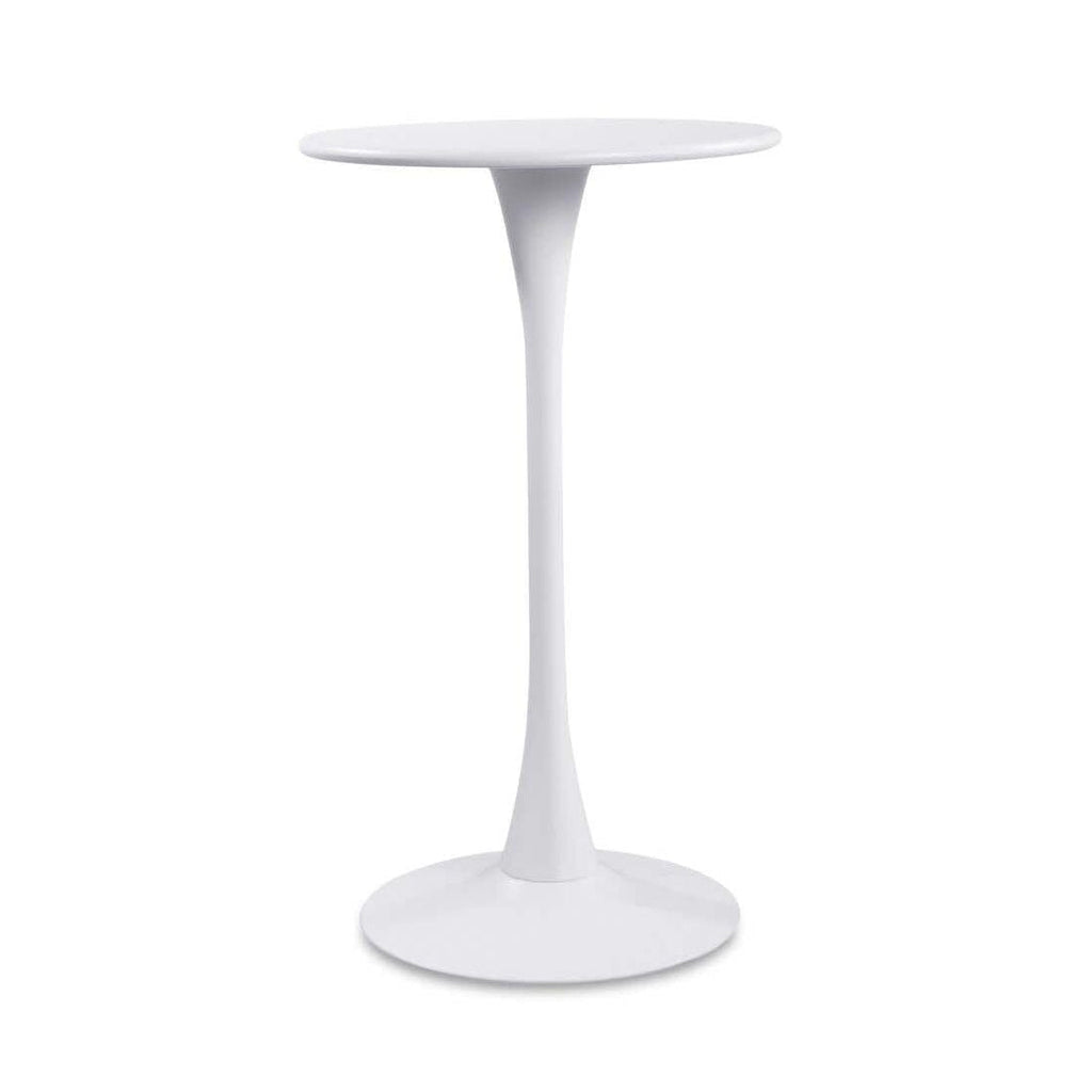 Table de bar d'extérieur moderne en métal blanc avec plateau rond pour patio et jardin
