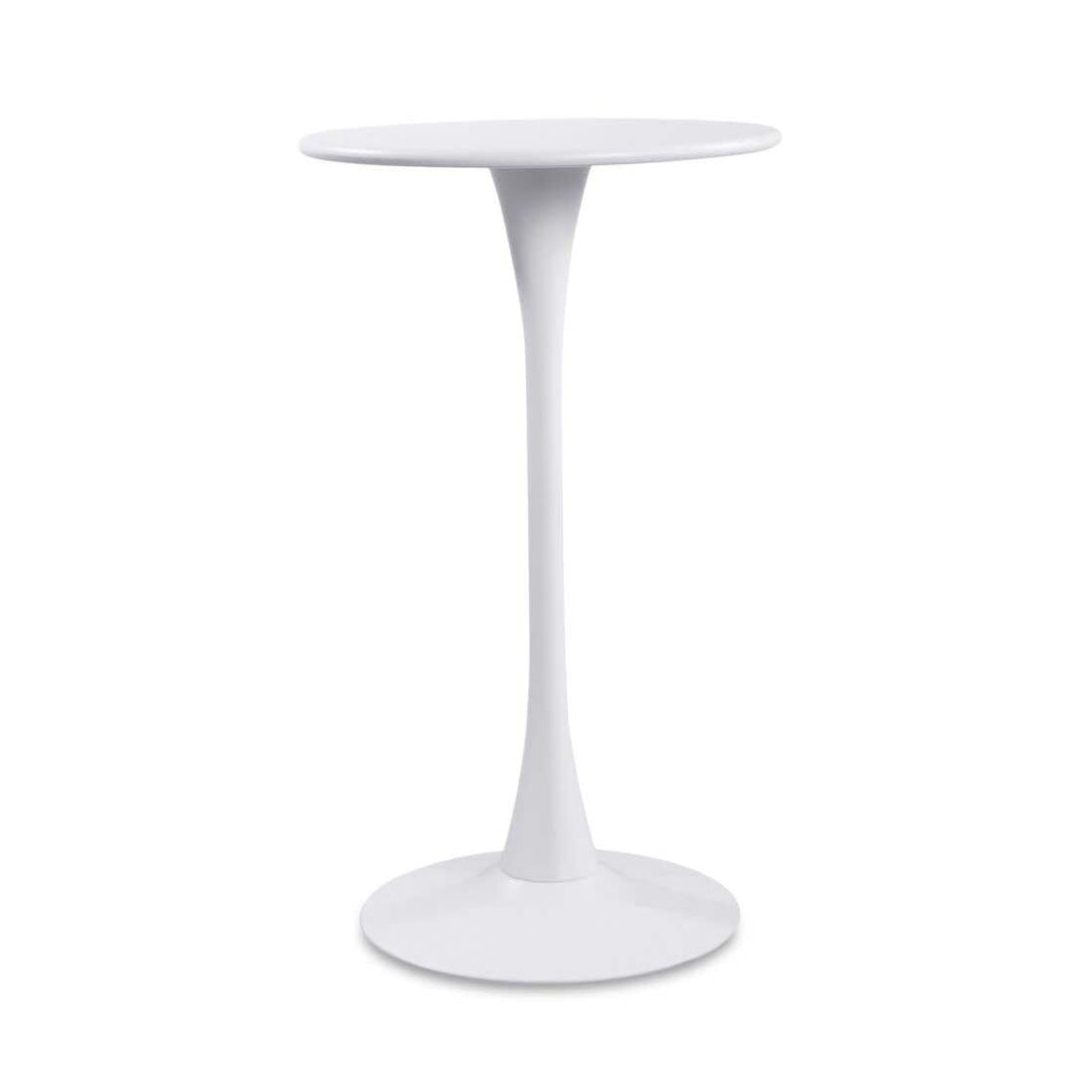 Table de bar d'extérieur moderne en métal blanc avec plateau rond pour patio et jardin