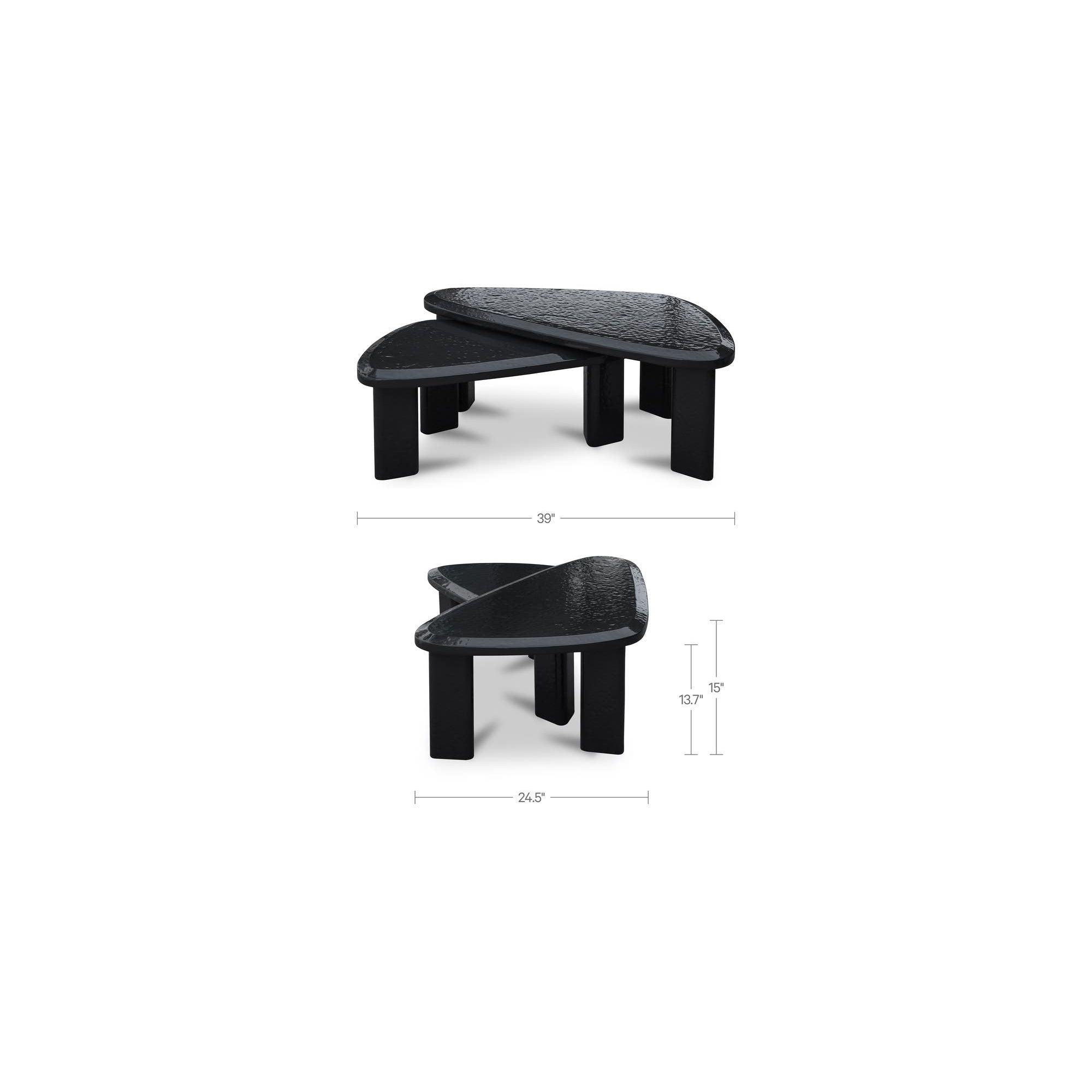 Table basse d'extérieur moderne en béton laqué avec design gigogne compact pour balcon