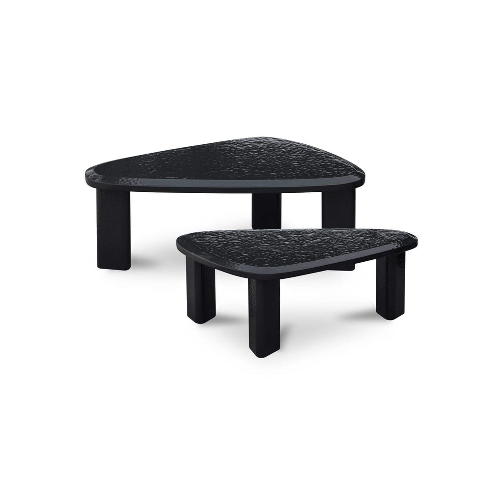 Table basse d'extérieur moderne en béton laqué avec design gigogne compact pour balcon