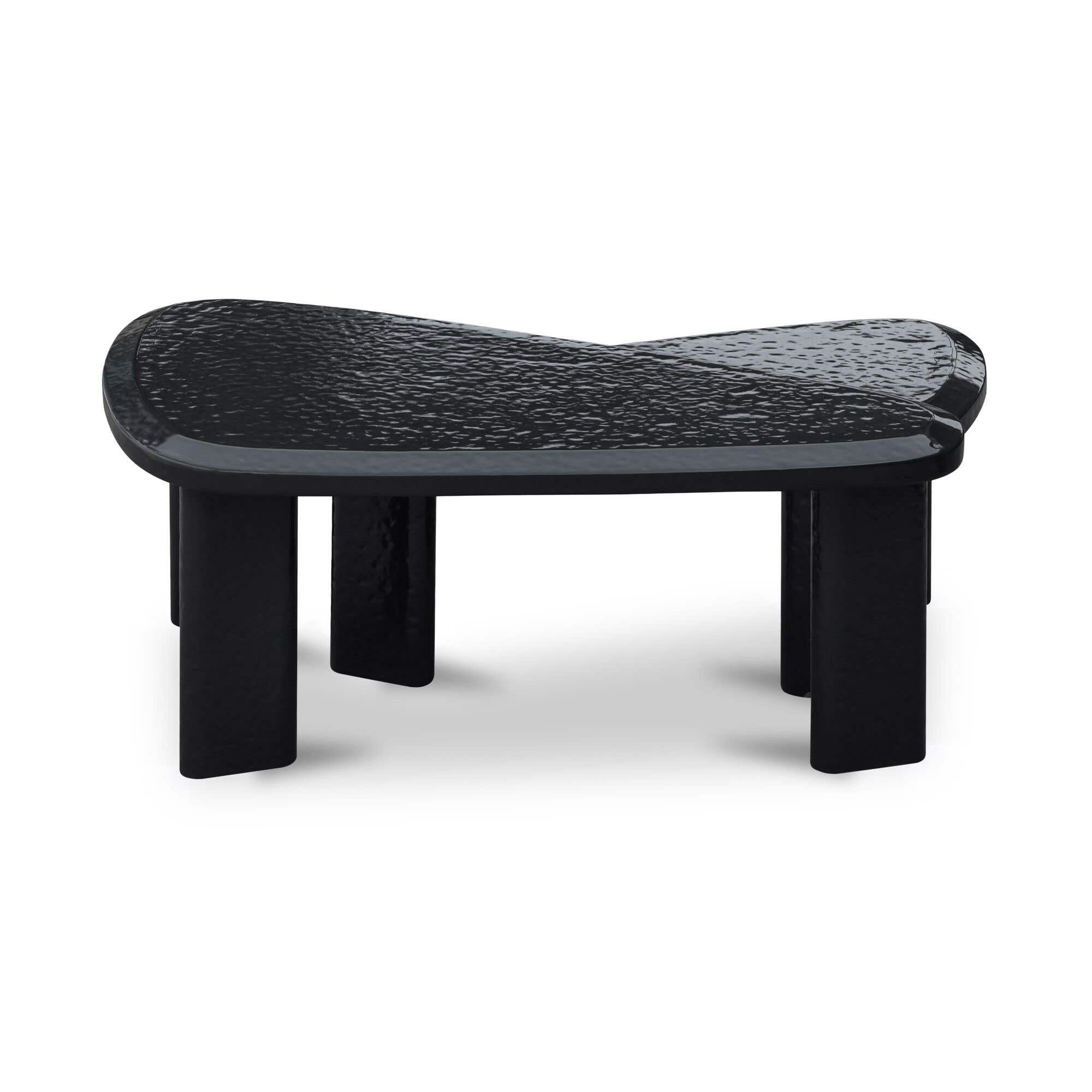 Table basse d'extérieur moderne en béton laqué avec design gigogne compact pour balcon