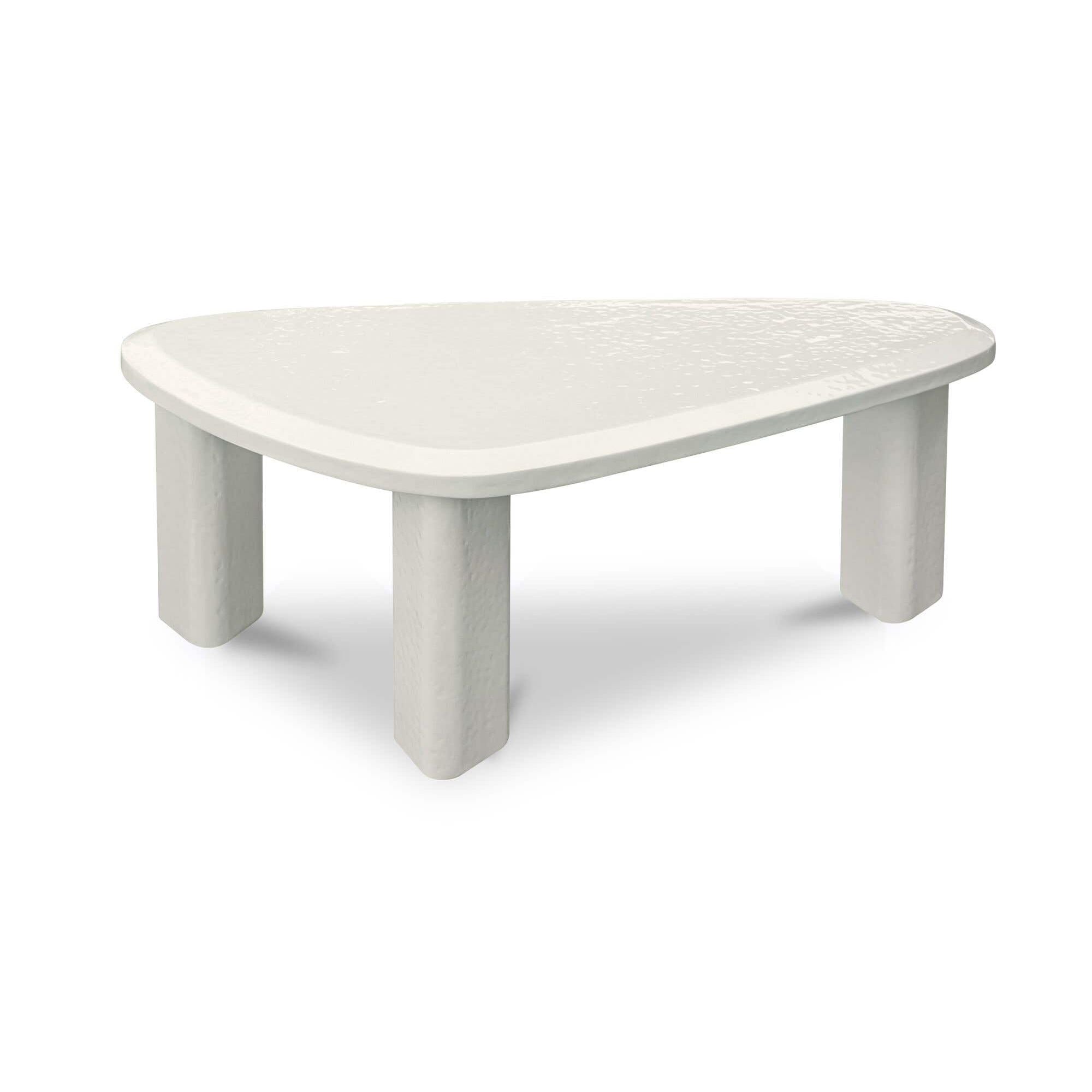 Table basse d'extérieur moderne en béton laqué avec design gigogne compact pour balcon