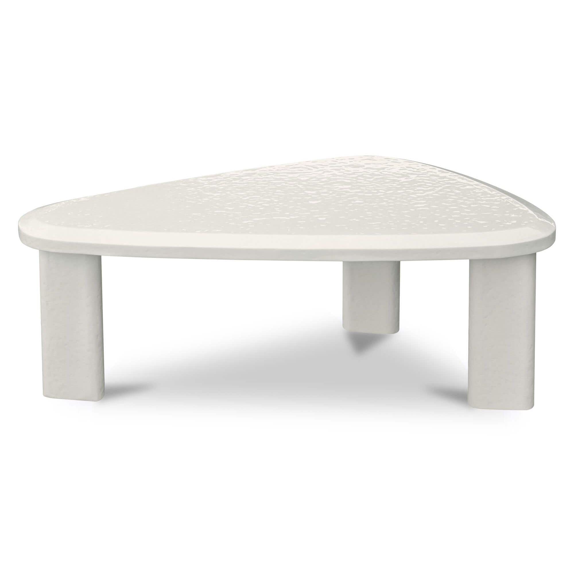 Table basse d'extérieur moderne en béton laqué avec design gigogne compact pour balcon
