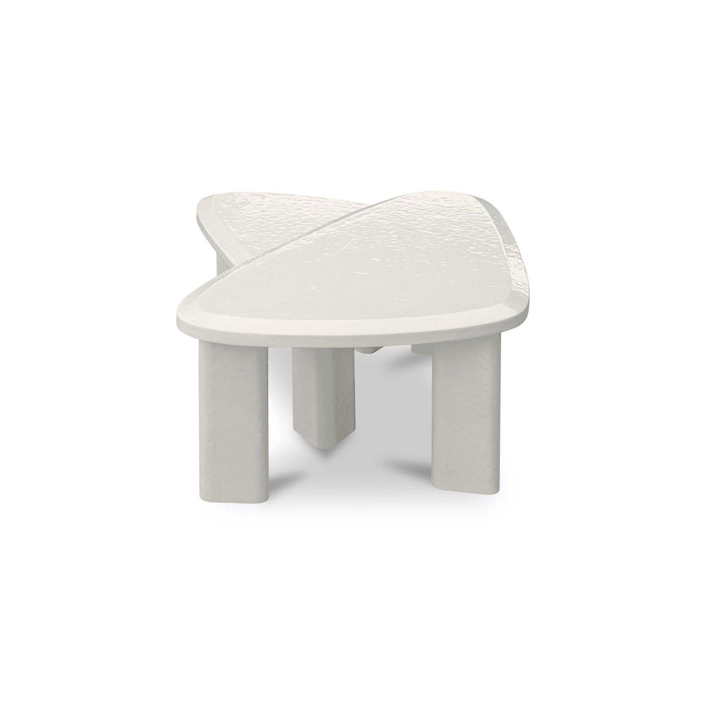 Table basse d'extérieur moderne en béton laqué avec design gigogne compact pour balcon